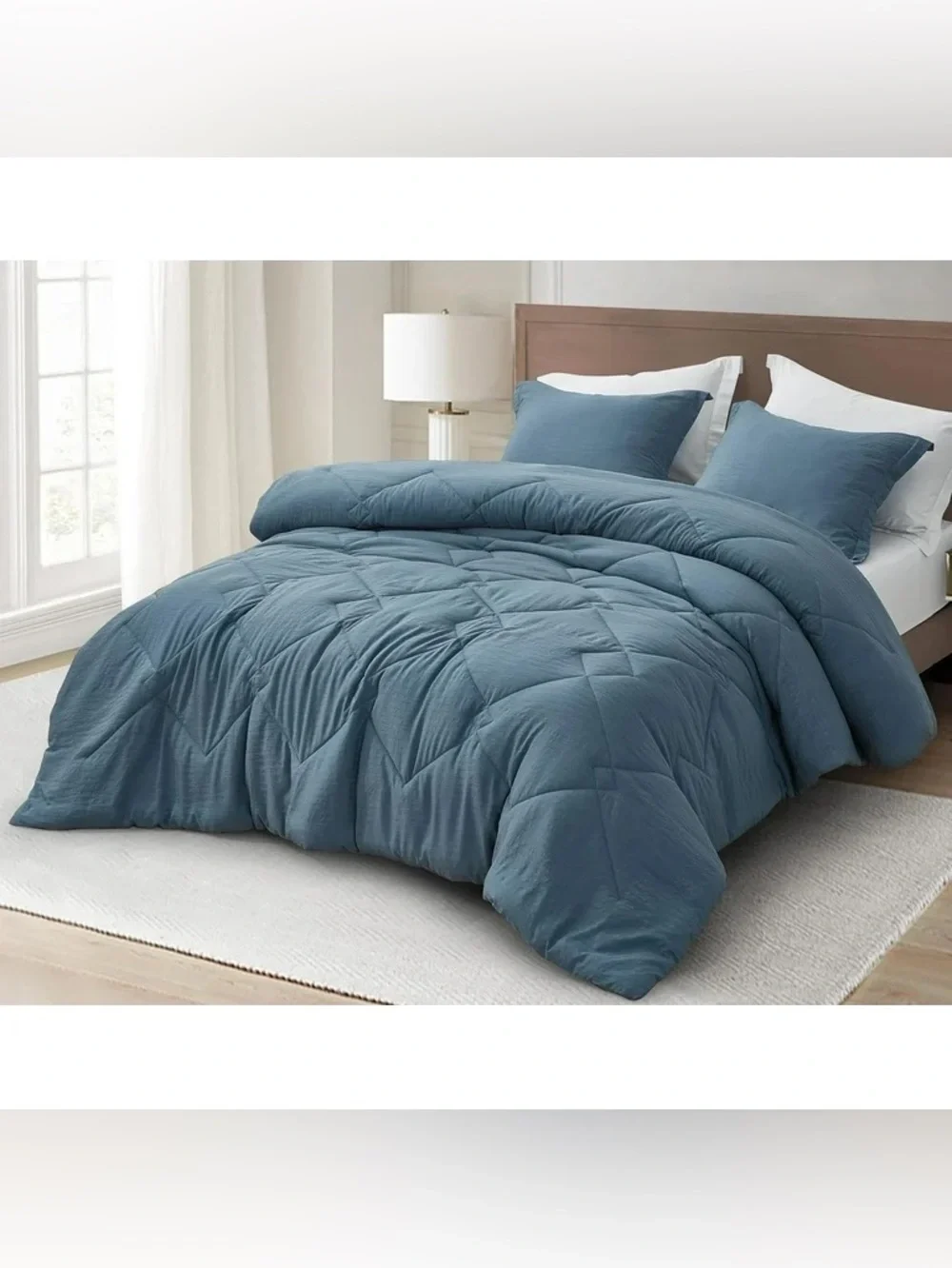 All-Season Blue oversized king 3 piece Comforter Set - Cozy Quilted Bedspread